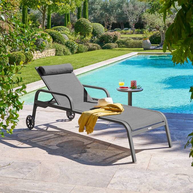 Ensemble Transat et table d'appoint HESPÉRIDE Osmala Greensboro gris/graphite