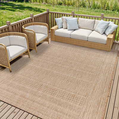 Tapis d'Extérieur/Intérieur Aspect Jute Beige/Ivoire Khoy