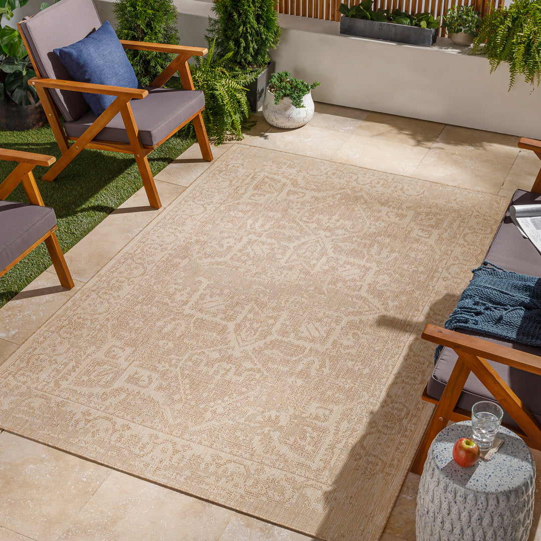 Tapis d'Extérieur/Intérieur Aspect Jute Beige/Ivoire 2 Kofu