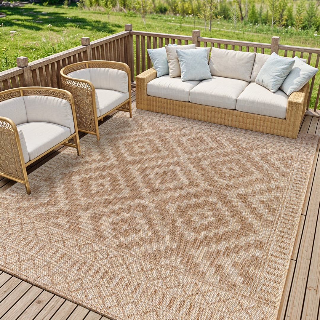KURA Tapis d'Extérieur/Intérieur Aspect Jute Beige/Ivoire 160x213