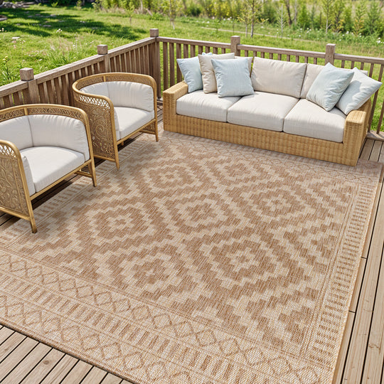 KURA Tapis d'Extérieur/Intérieur Aspect Jute Beige/Ivoire 160x213