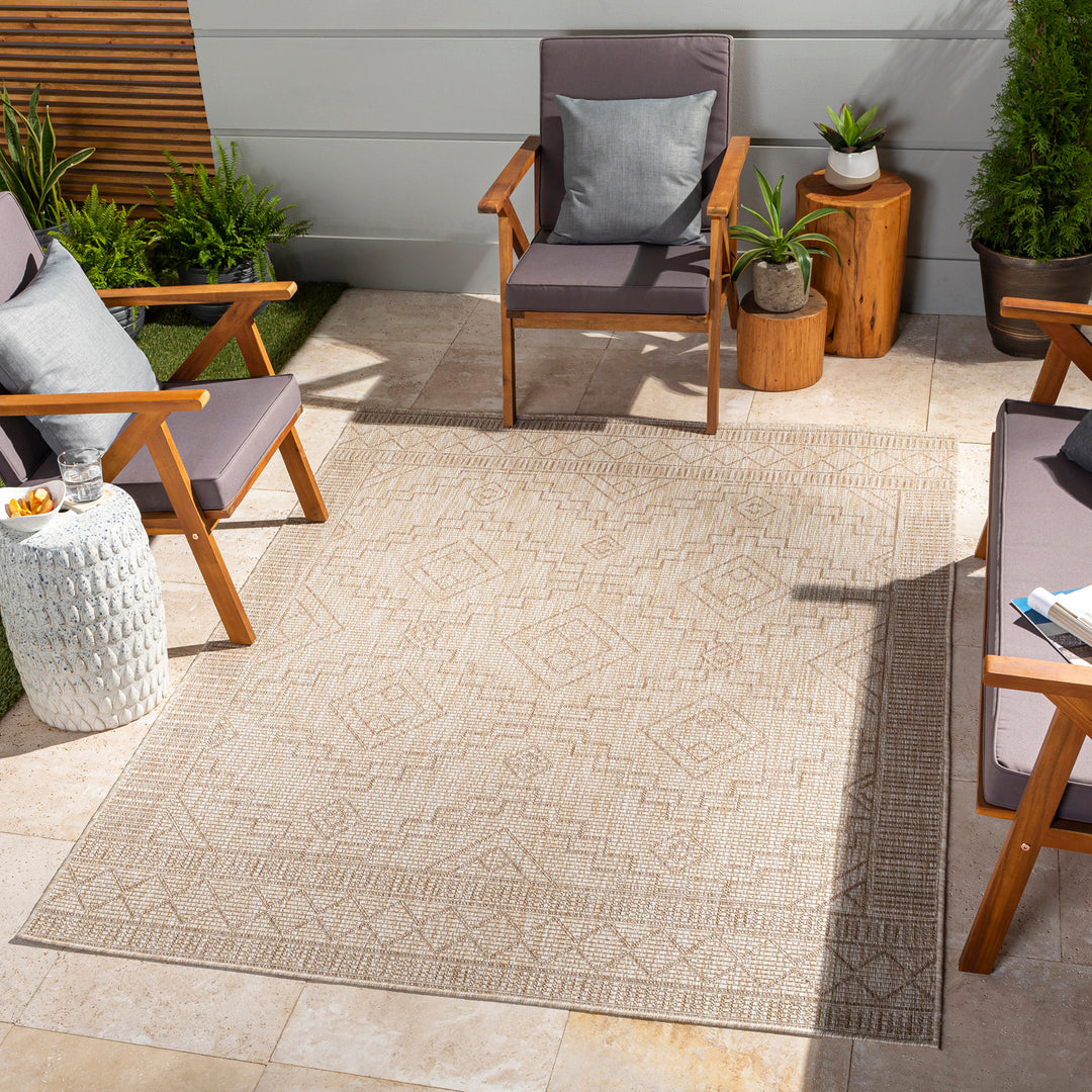 KURA Tapis d'Extérieur/Intérieur Aspect Jute Beige/Ivoire 200x275