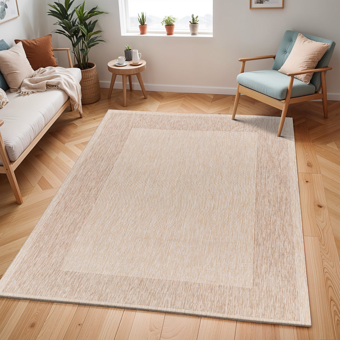 MELILLA Tapis d'Extérieur/Intérieur Aspect Jute Beige/Ivoire 160x213