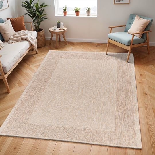 MELILLA Tapis d'Extérieur/Intérieur Aspect Jute Beige/Ivoire 160x213