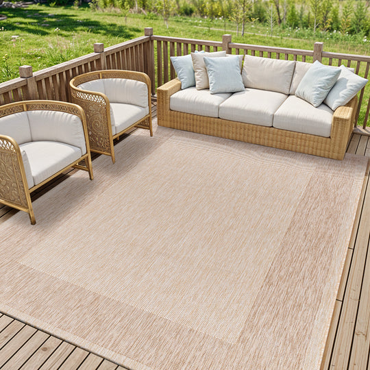 MELILLA Tapis d'Extérieur/Intérieur Aspect Jute Beige/Ivoire 160x213