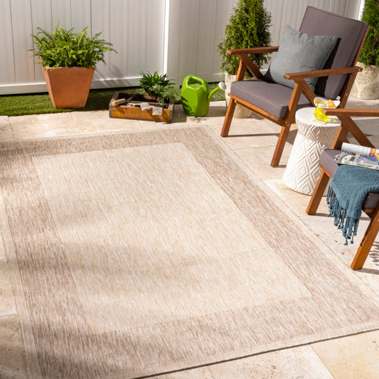 MELILLA Tapis d'Extérieur/Intérieur Aspect Jute Beige/Ivoire 160x213