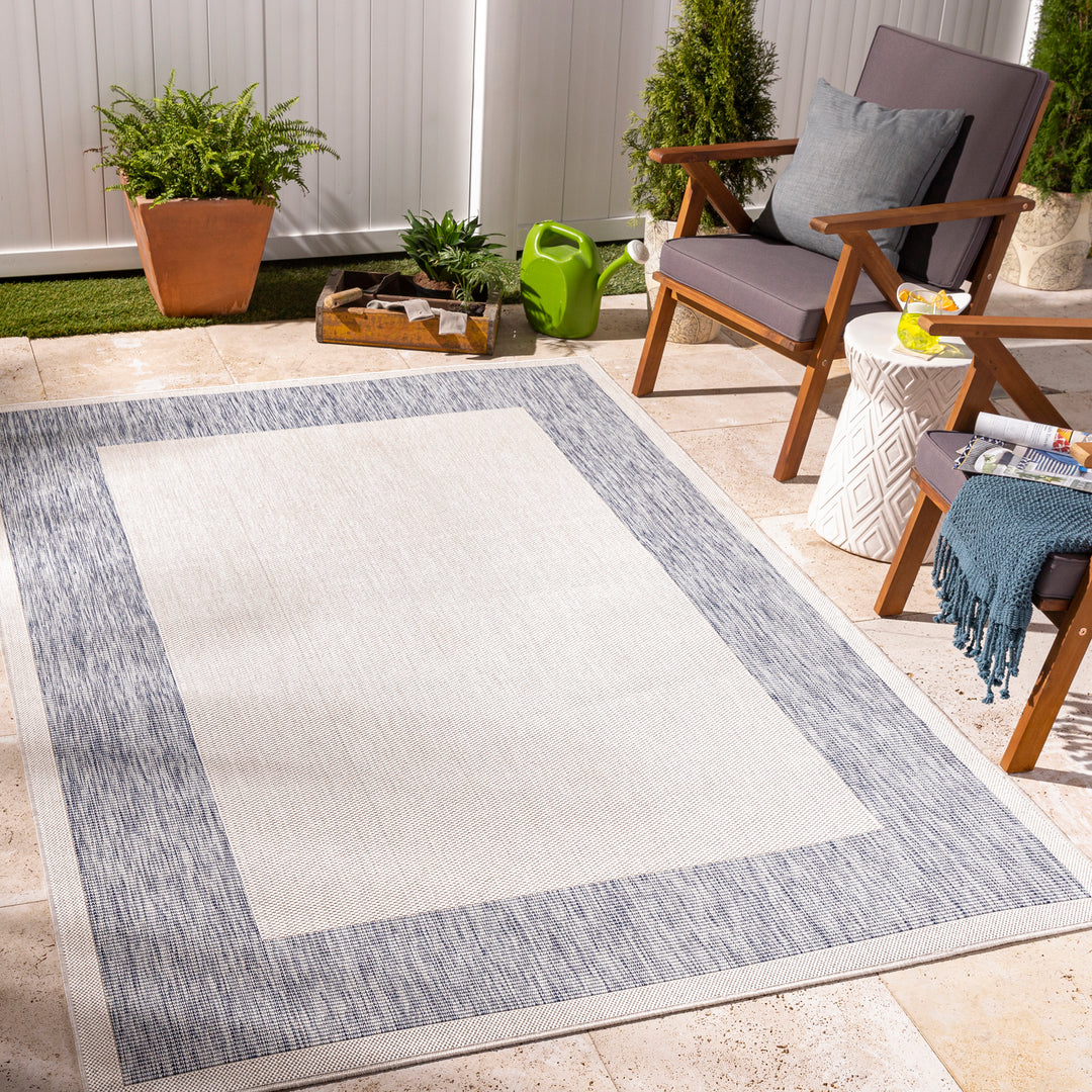 Tapis d'Extérieur/Intérieur Bleu/Ivoire Melilla
