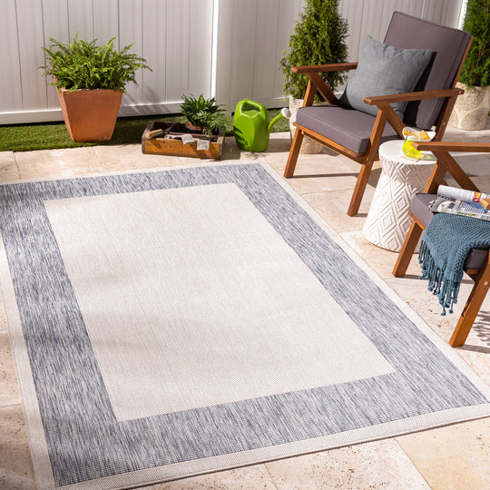 Tapis d'Extérieur/Intérieur Bleu/Ivoire Melilla