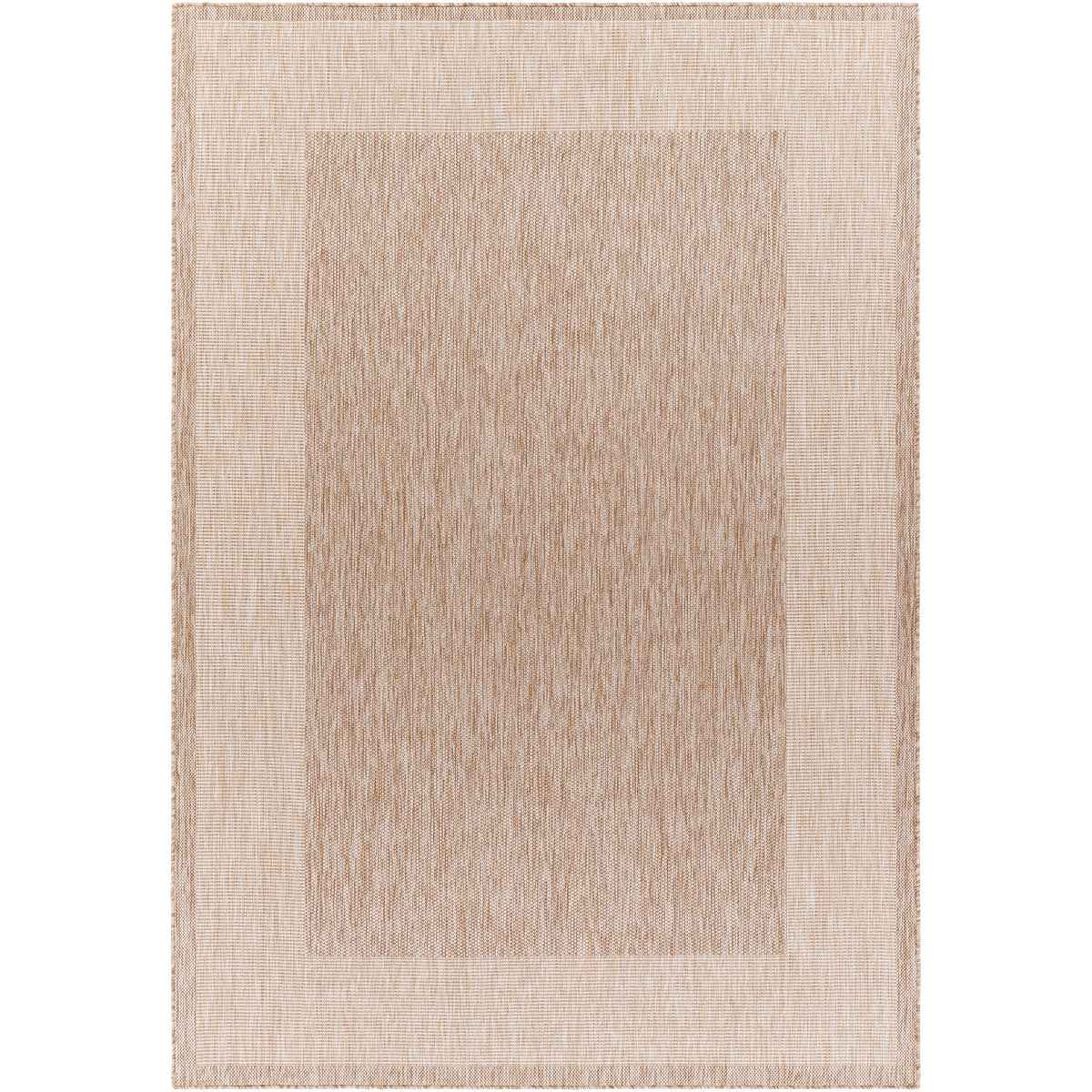 Tapis d'extérieur Surya Layla aspect jute, centre beige chiné et bordure ivoire