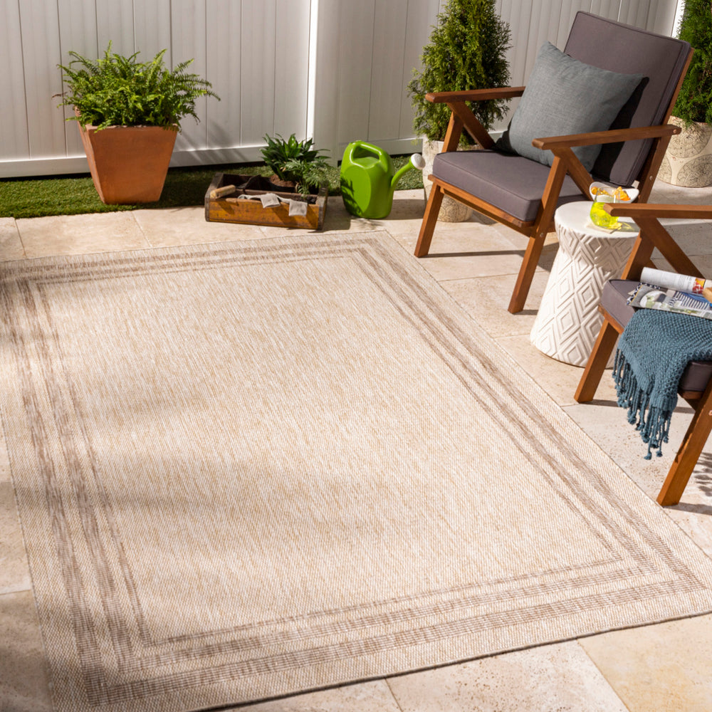 LENON Tapis d'Extérieur/Intérieur Aspect Jute Beige/Ivoire 160x213