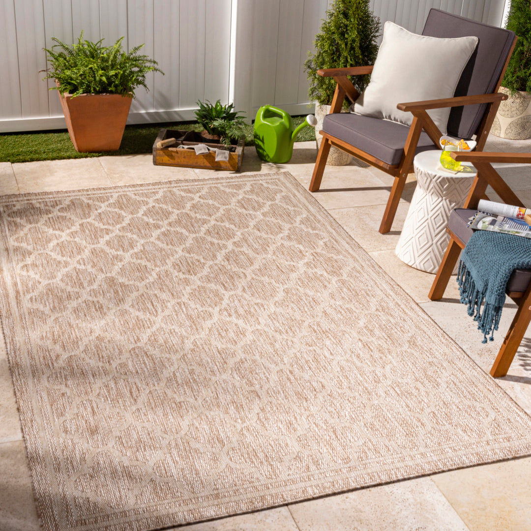 Tapis d'Extérieur/Intérieur Aspect Jute Beige/Ivoire  Oran