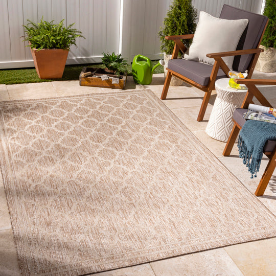 Tapis d'Extérieur/Intérieur Aspect Jute Beige/Ivoire  Oran