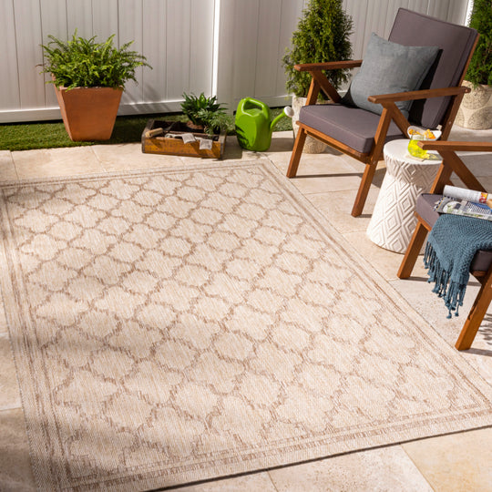 ORAN Tapis d'Extérieur/Intérieur Aspect Jute Beige/Ivoire 160x213