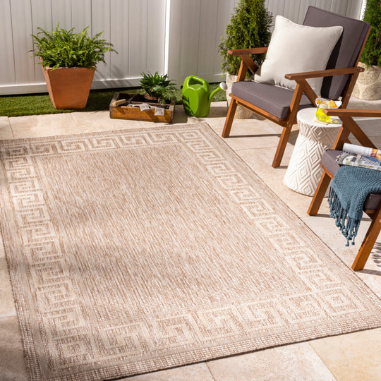 Tapis d'Extérieur/Intérieur Aspect Jute Beige/Ivoire 6 Athens