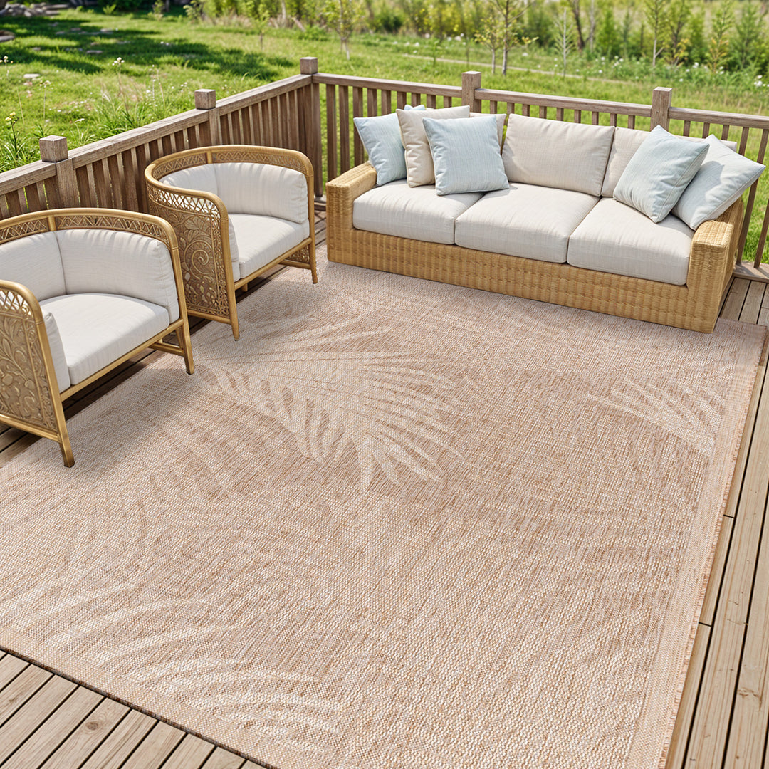 Tapis d'Extérieur/Intérieur Aspect Jute Beige/Ivoire 7 Linz