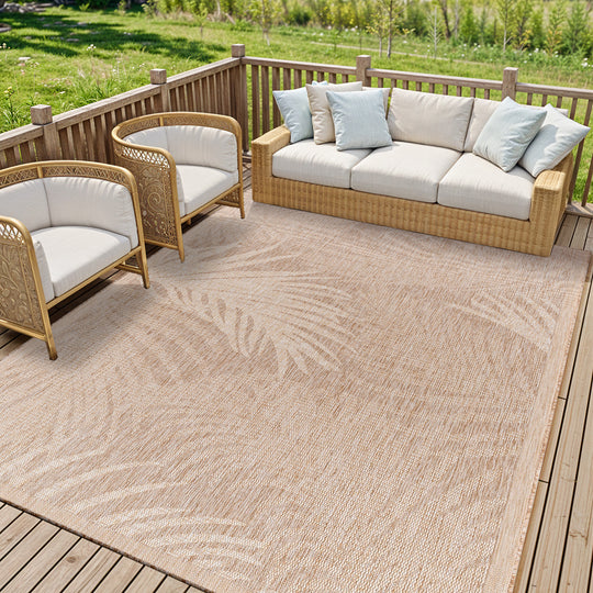 LINZ Tapis d'Extérieur/Intérieur Aspect Jute Beige/Ivoire 160x213