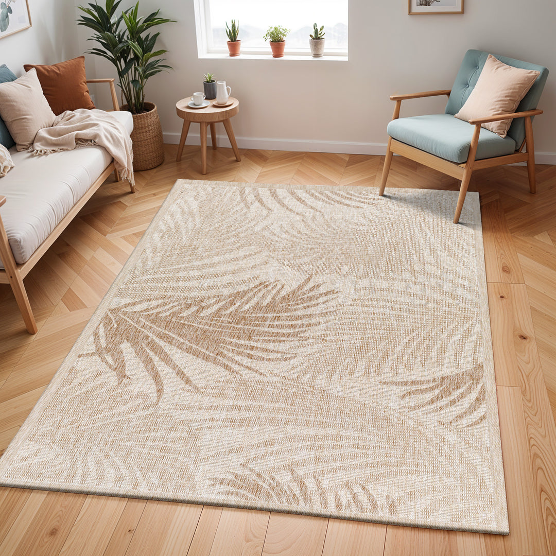 Tapis d'Extérieur/Intérieur Aspect Jute Beige/Ivoire