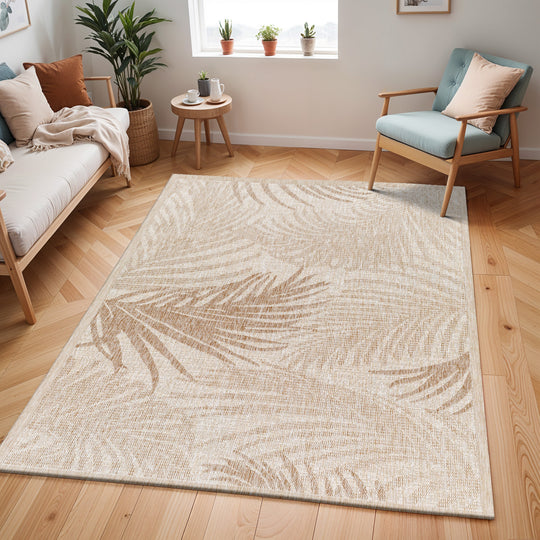 Tapis d'Extérieur/Intérieur Aspect Jute Beige/Ivoire
