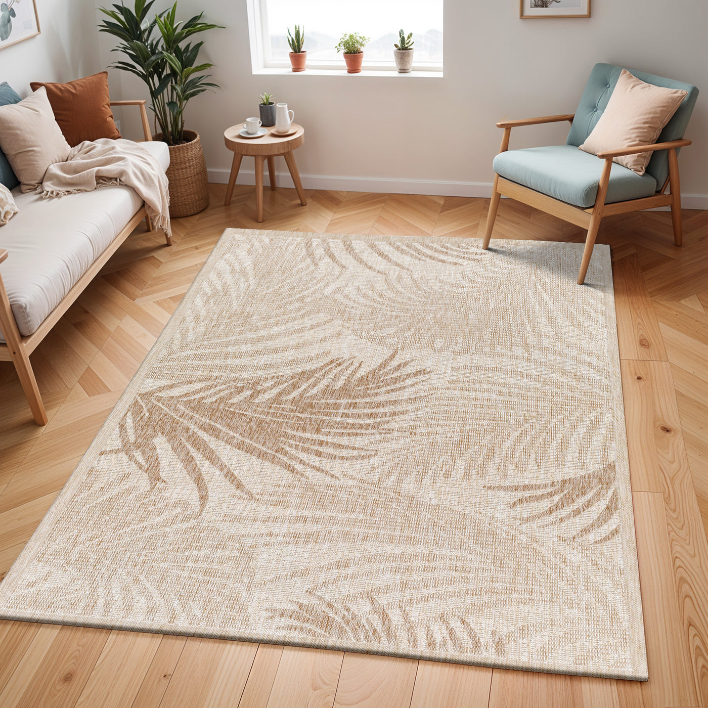 LINZ Tapis d'Extérieur/Intérieur Aspect Jute Beige/Ivoire 200x275