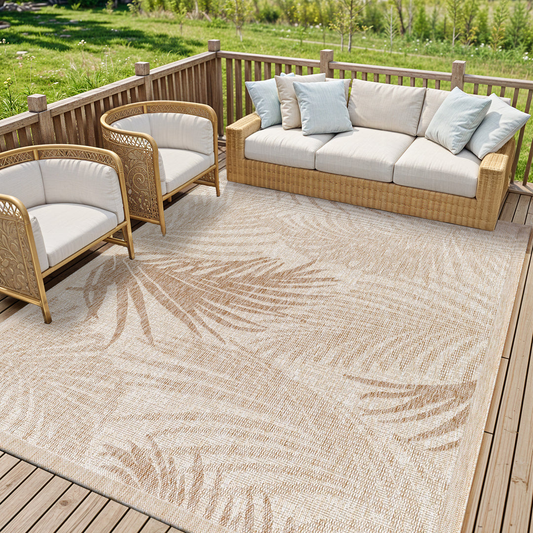 Tapis d'Extérieur/Intérieur Aspect Jute Beige/Ivoire