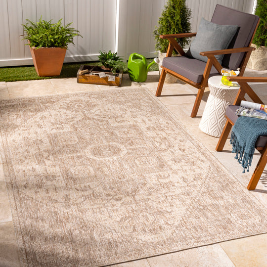 Tapis d'Extérieur/Intérieur Aspect Jute Beige/Ivoire  Lemark