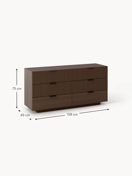 Commode WESTWING Sato 6 tiroirs en bois foncé — photo produit