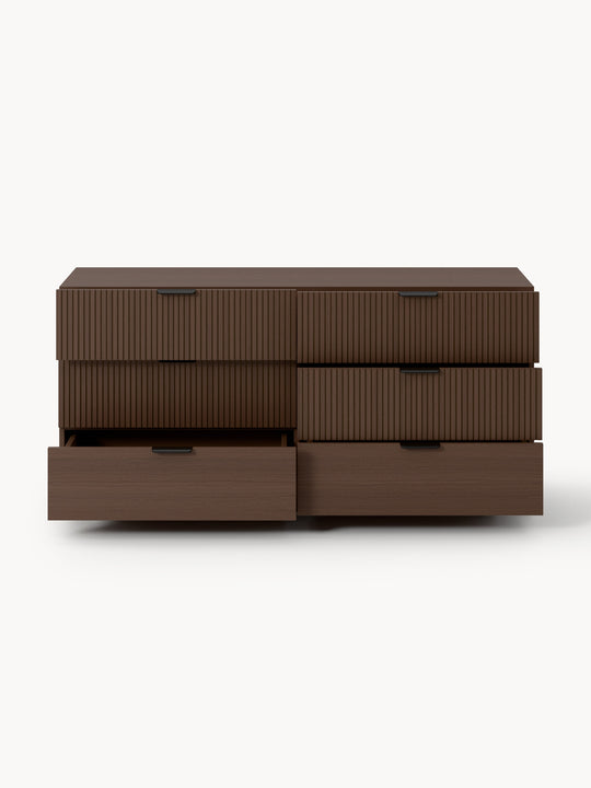 Commode WESTWING Sato 6 tiroirs en bois foncé — photo produit
