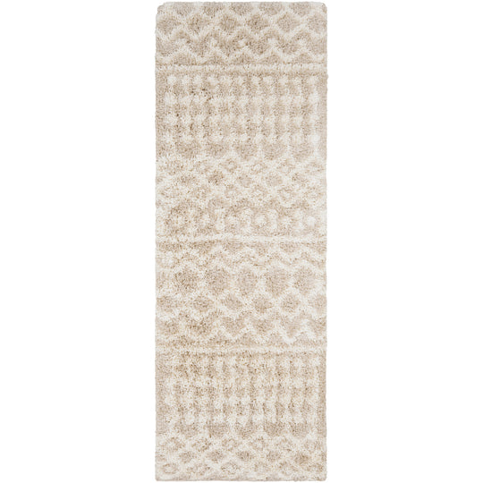 Tapis de Couloir Shaggy Bohème Ivoire/Beige Dubai