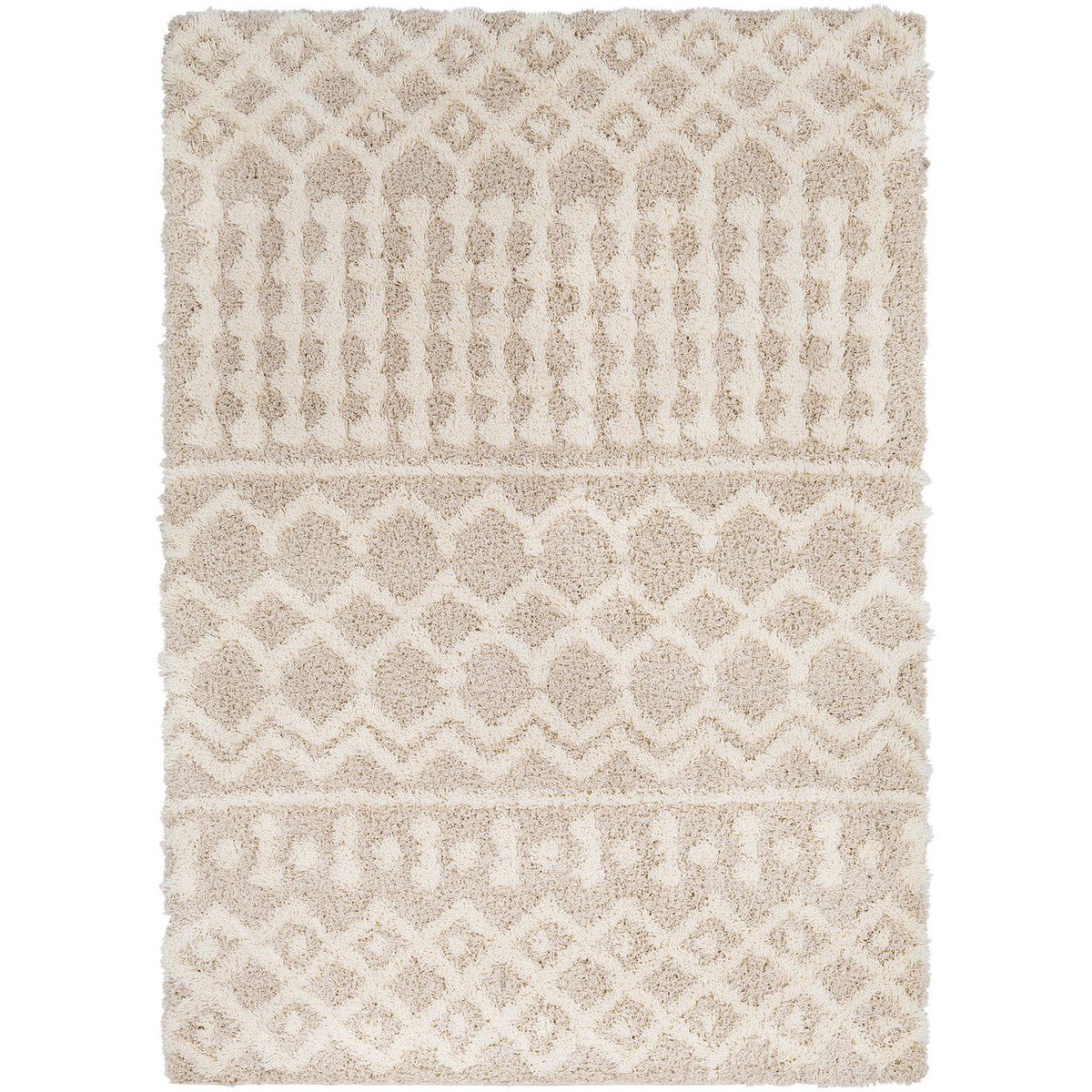 Tapis Shaggy Bohème Ivoire/Beige Dubai