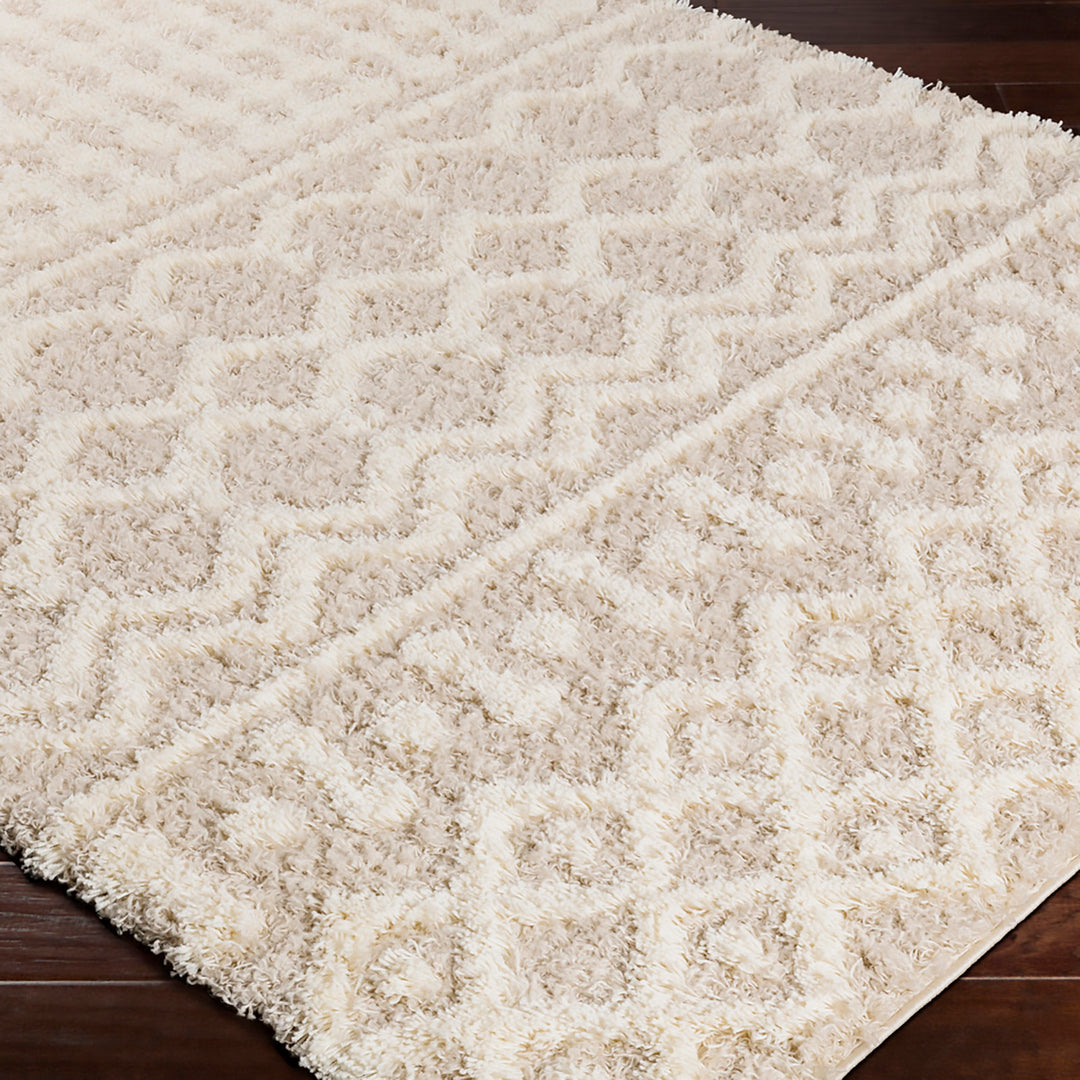 Tapis Rond Shaggy Bohème Ivoire/Beige Rond Dubai