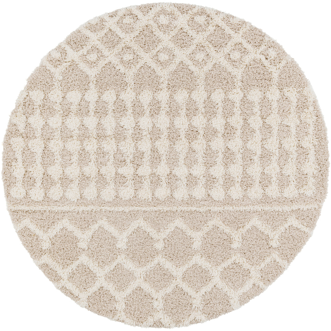 Tapis Rond Shaggy Bohème Ivoire/Beige Rond Dubai