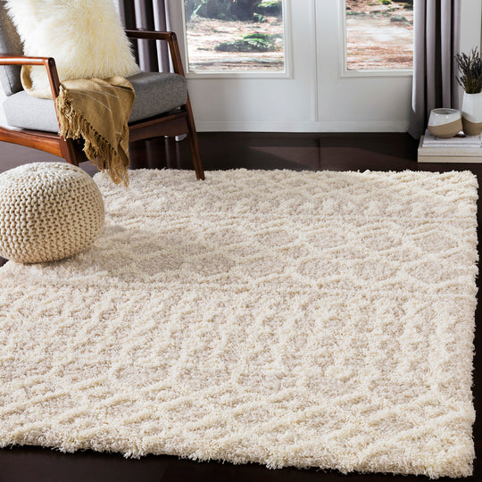 Tapis Shaggy Bohème Ivoire/Beige Dubai