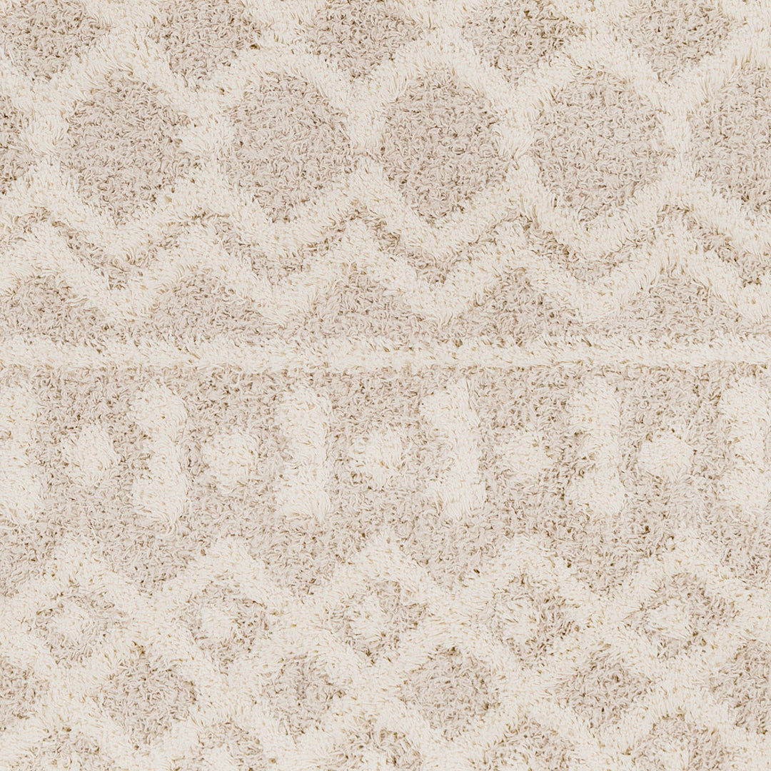 Tapis Rond Shaggy Bohème Ivoire/Beige Rond Dubai