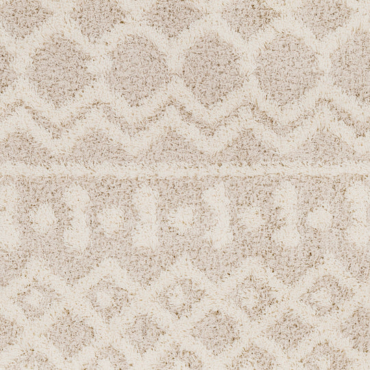 Tapis Rond Shaggy Bohème Ivoire/Beige Rond Dubai