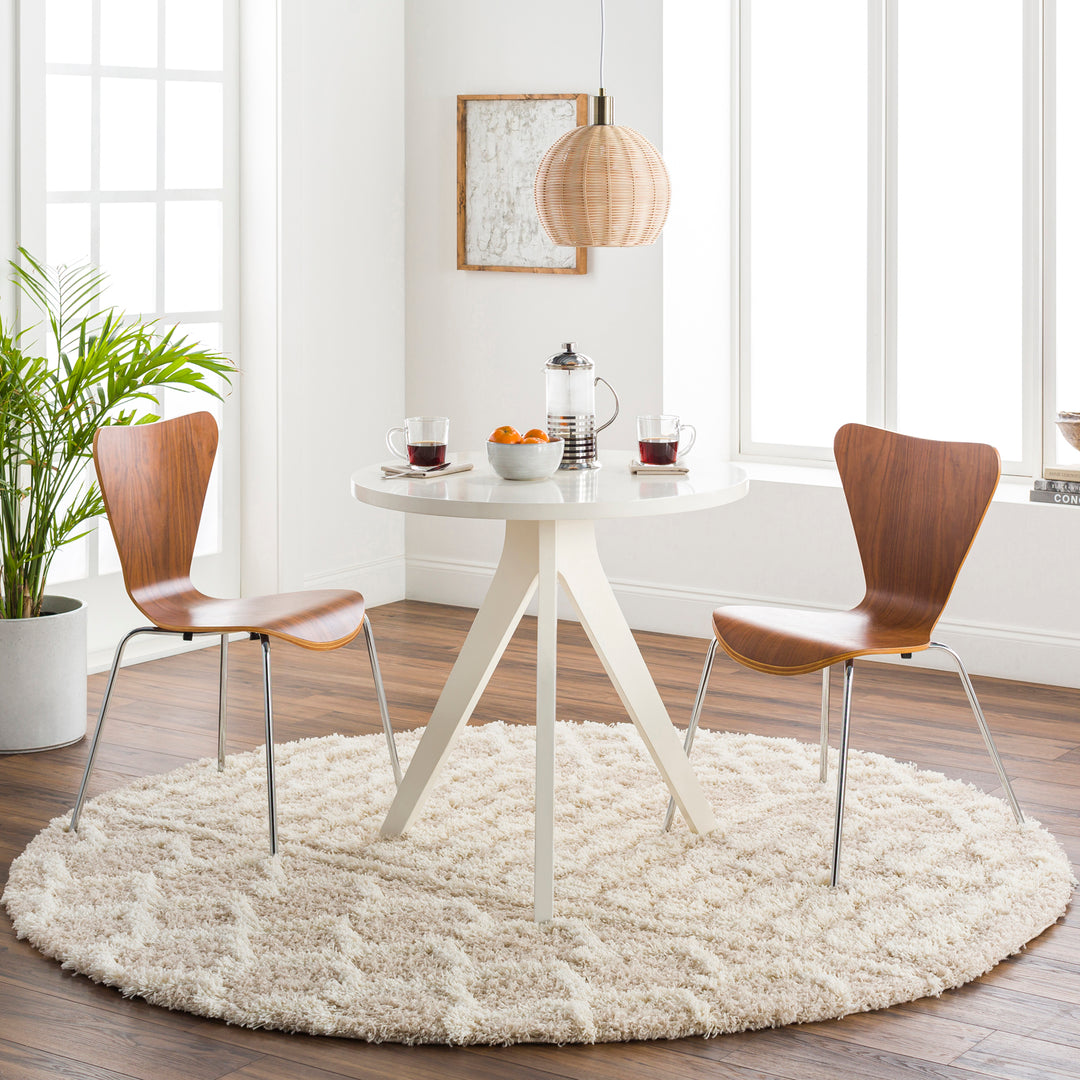 Tapis Rond Shaggy Bohème Ivoire/Beige Rond Dubai