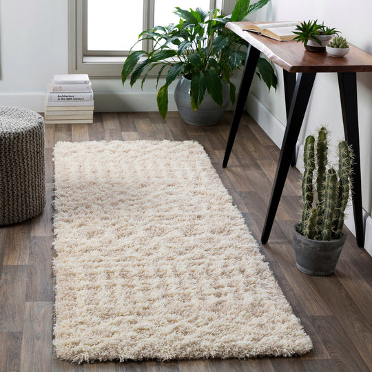 Tapis de Couloir Shaggy Bohème Ivoire/Beige Dubai