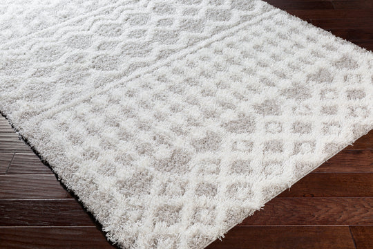 Tapis Shaggy Bohème Blanc/Gris Dubai