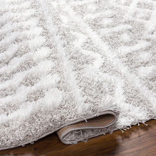 Tapis Shaggy Bohème Blanc/Gris Dubai