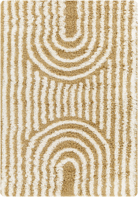 Tapis Shaggy Scandinave Blanc/Ocre Sochi
