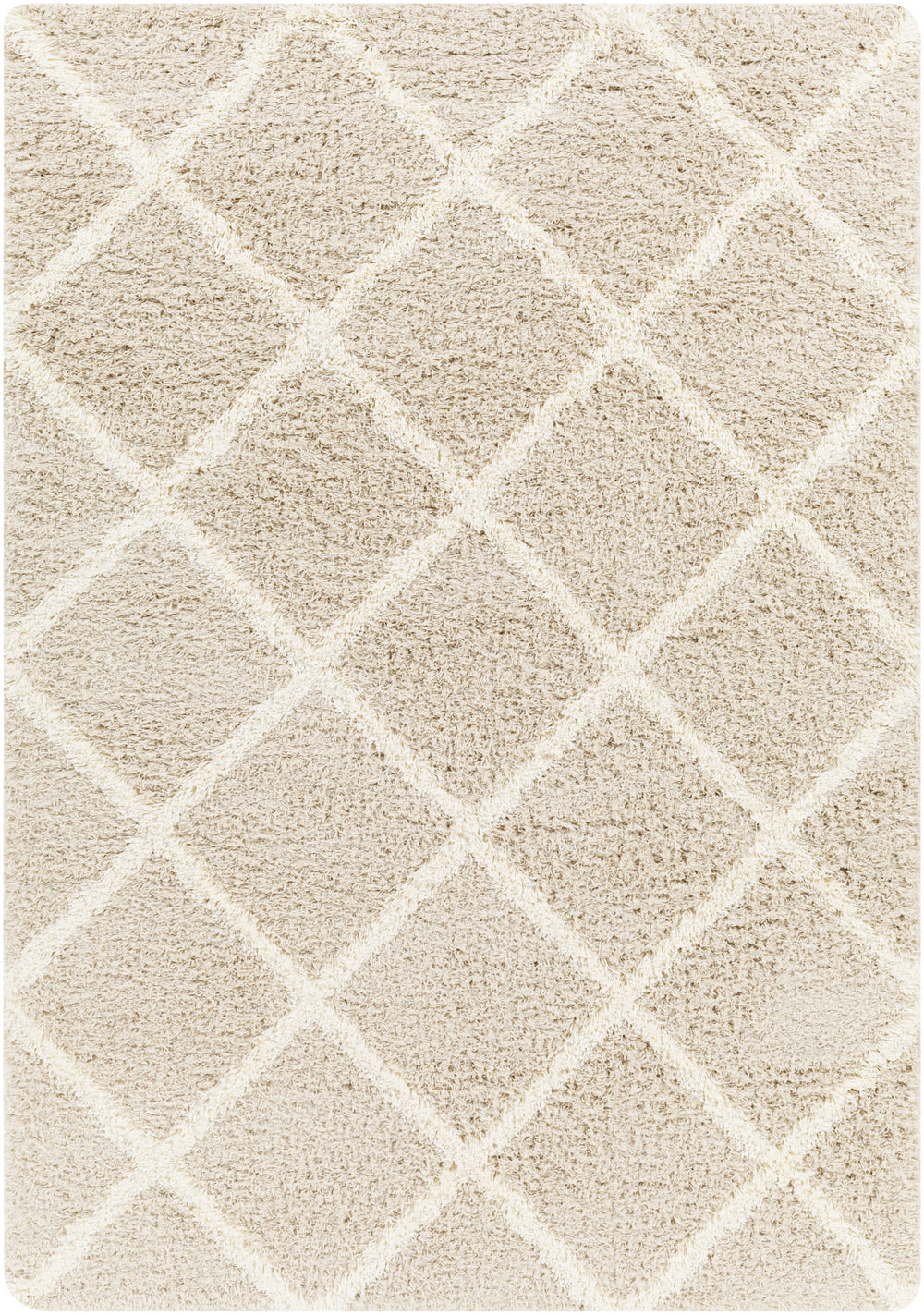 Tapis Shaggy Scandinave Bohème Blanc/Beige Trakai