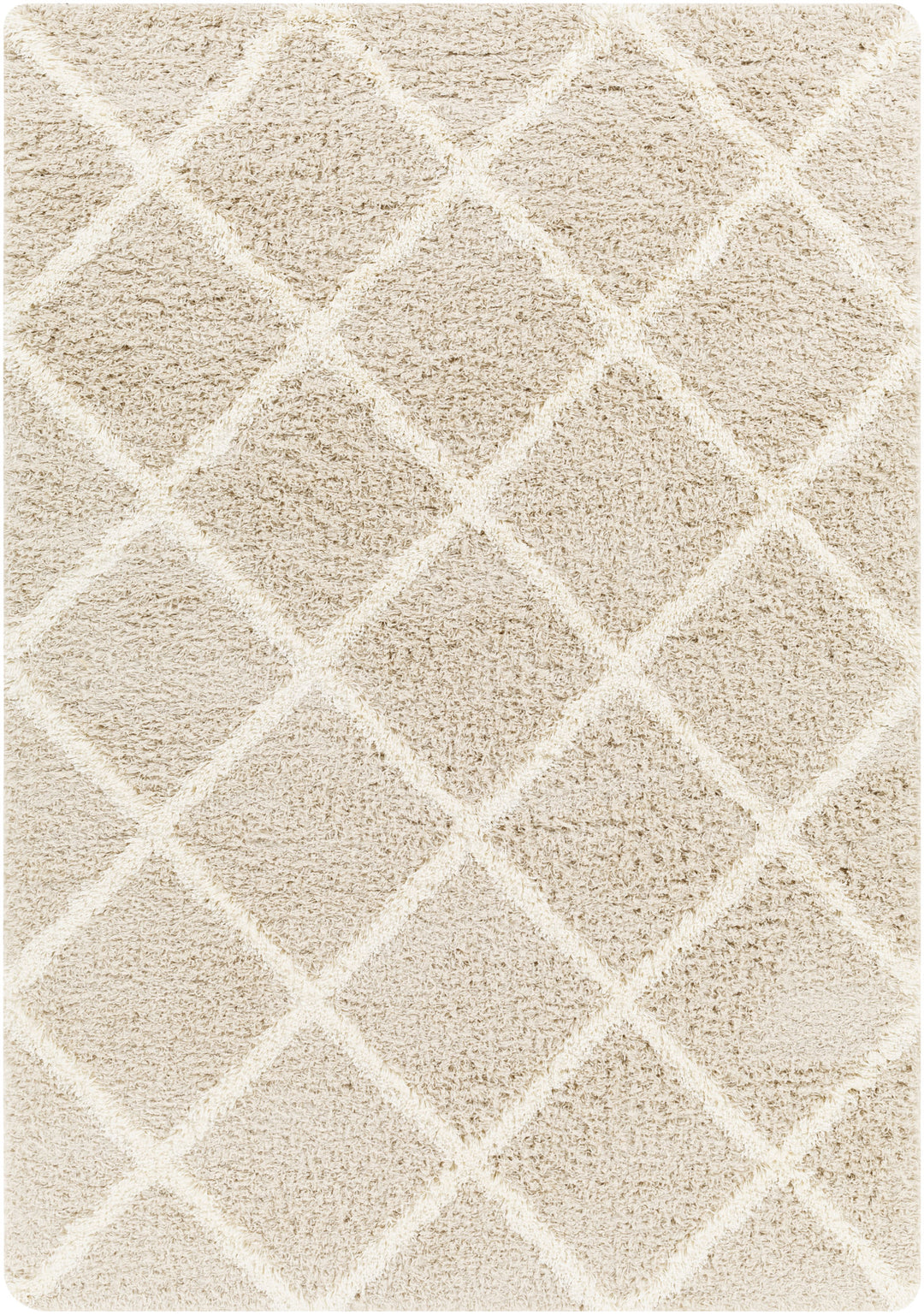 Tapis Shaggy Scandinave Bohème Blanc/Beige Trakai