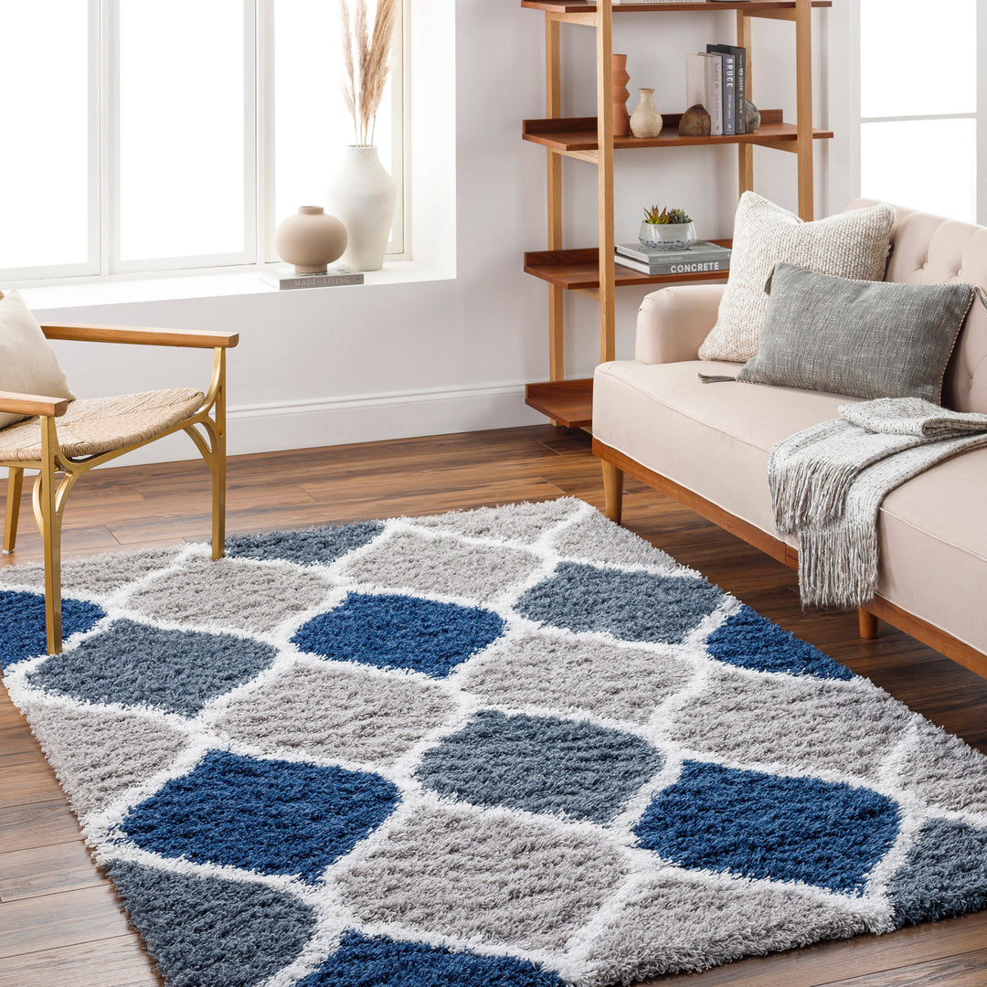 Tapis Shaggy Oriental Bleu/Gris Smolensk