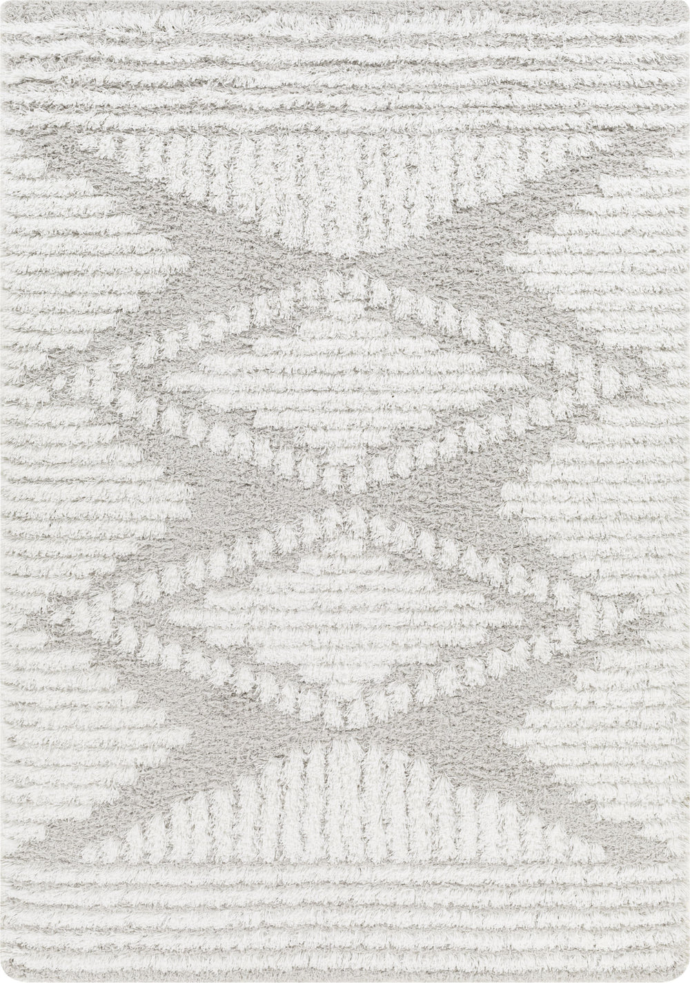 Tapis Shaggy Bohème Blanc/Gris Tuzla