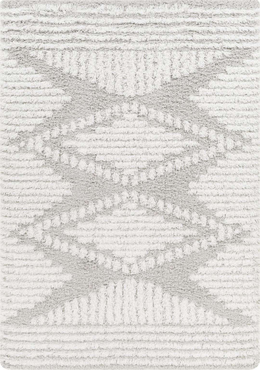 Tapis Shaggy Bohème Blanc/Gris Tuzla