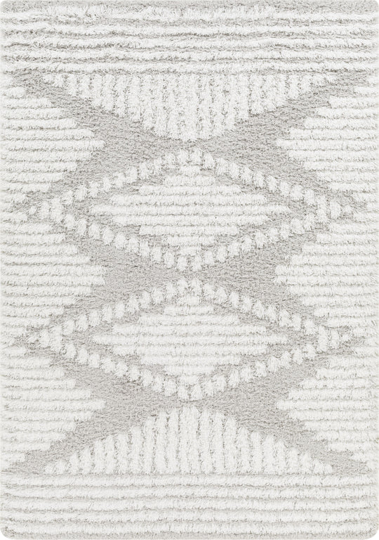Tapis Shaggy Bohème Blanc/Gris Tuzla