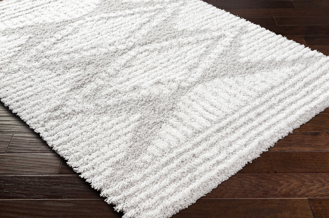 Tapis Shaggy Bohème Blanc/Gris Tuzla