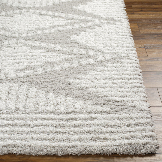 Tapis Shaggy Bohème Blanc/Gris Tuzla