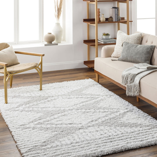 Tapis Shaggy Bohème Blanc/Gris Tuzla