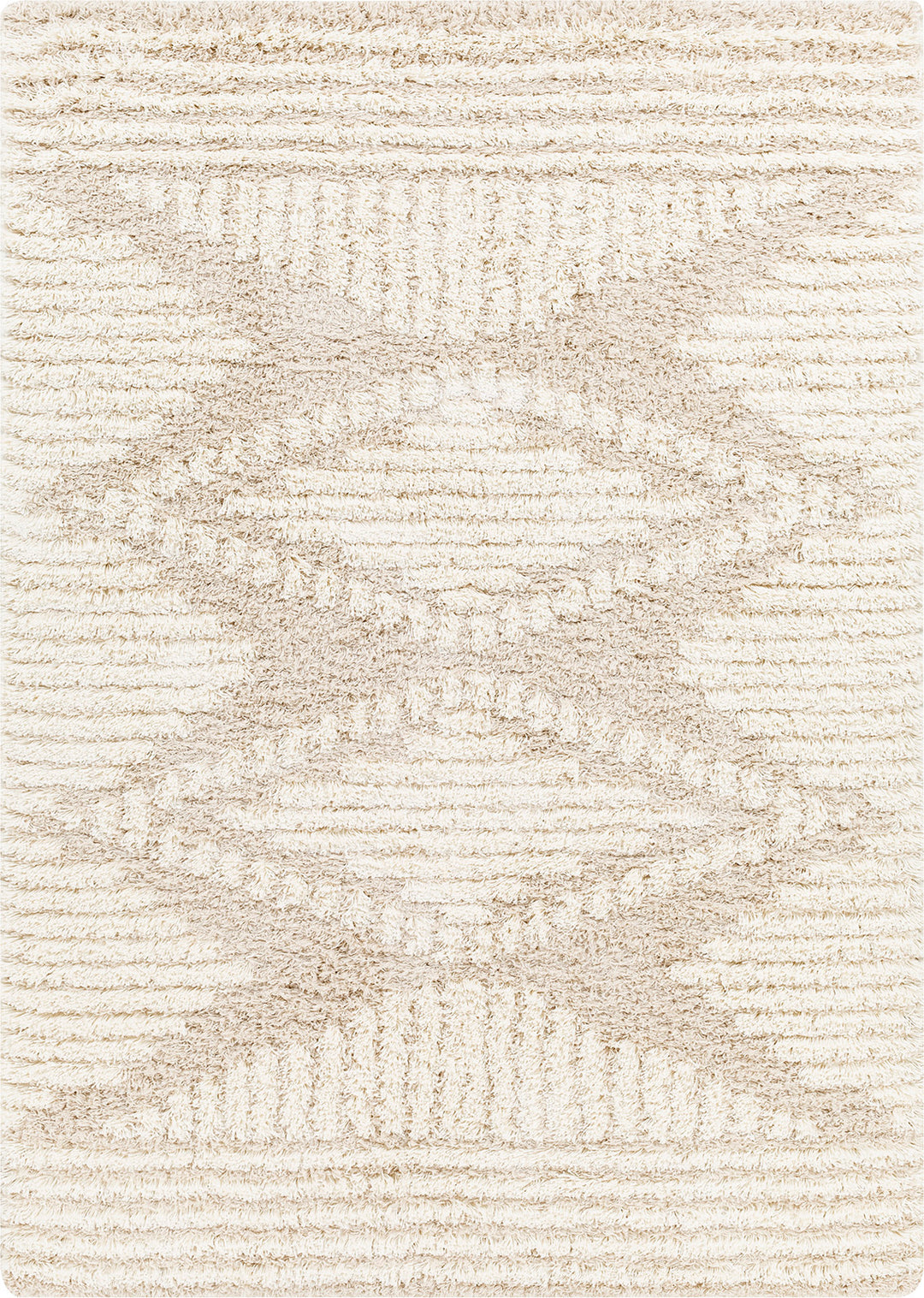 Tapis Shaggy Bohème Blanc/Beige Tuzla