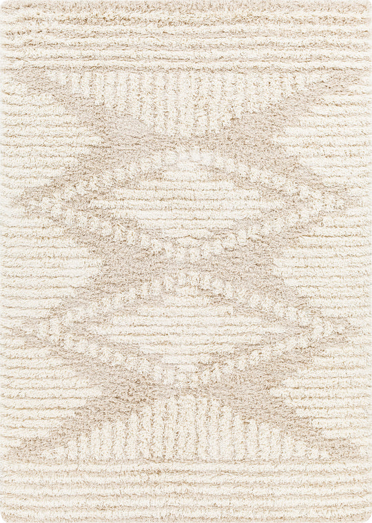 Tapis Shaggy Bohème Blanc/Beige Tuzla